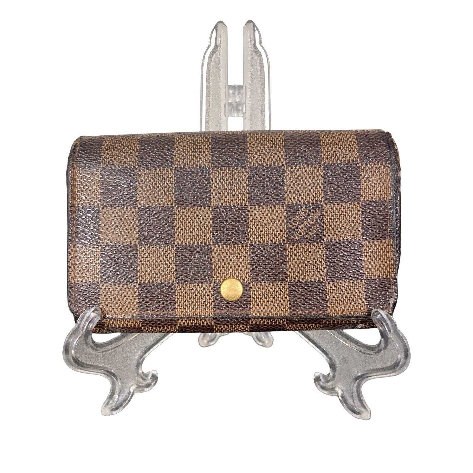 Louis Vuitton Damier Ebene Porte Monnaie Billets Tresor Wallet Vintage Damaged